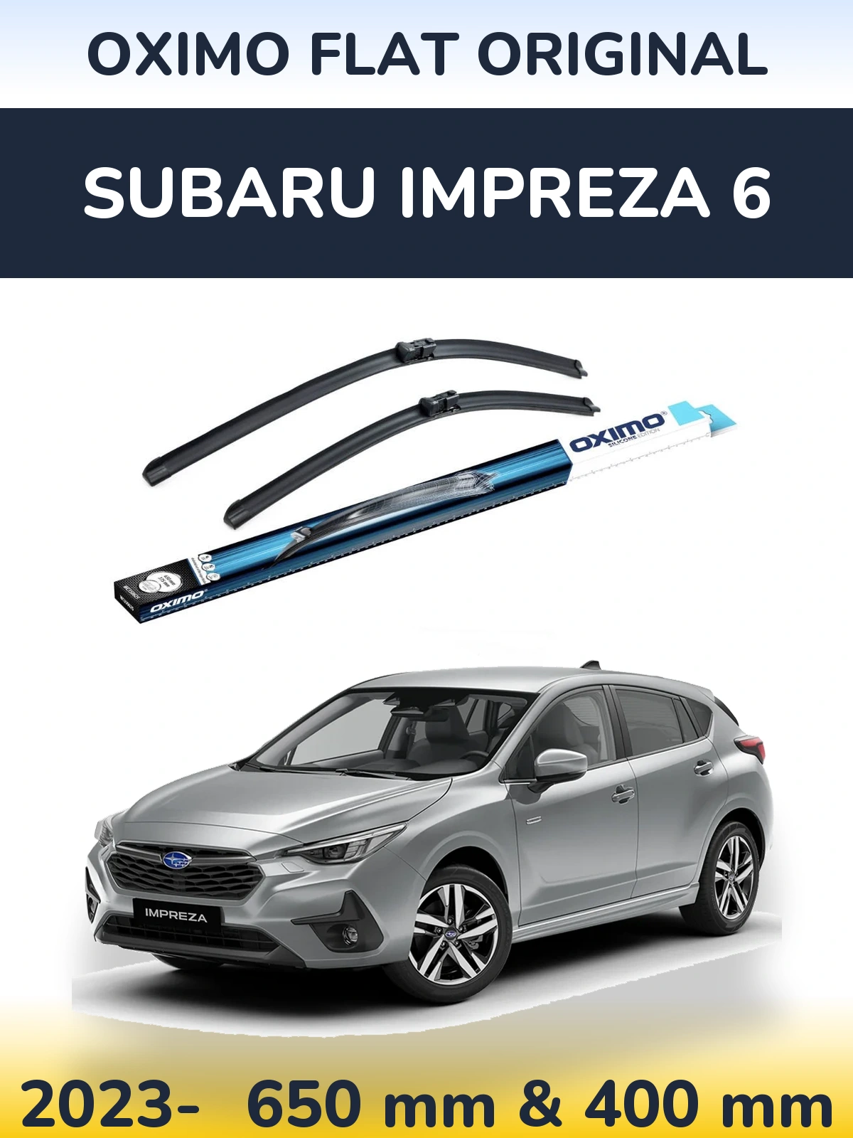 Komplet przednich wycieraczek Oximo Flat Original 650 & 400 mm do Subaru Impreza 6 2023-2026