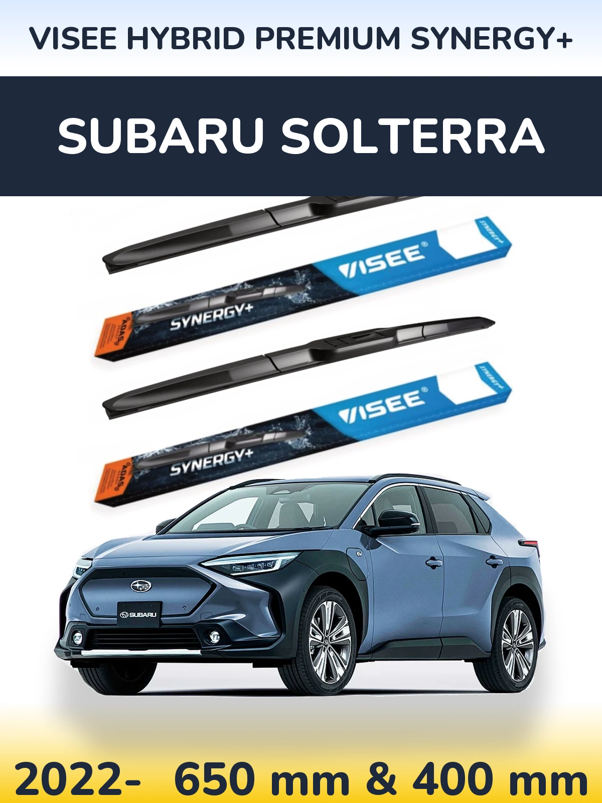 Комплект передних дворников VISEE HYBRID PREMIUM SYNERGY+ 650 & 400 мм для Subaru Solterra 2022-2026
