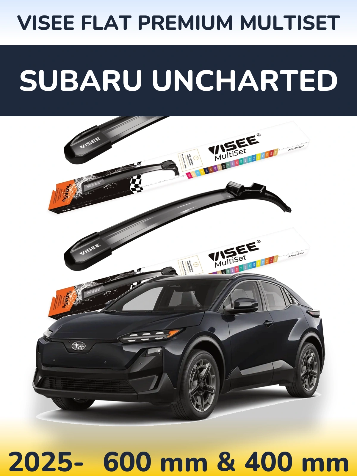 Комплект передніх щіток VISEE FLAT PREMIUM MultiSet 600 & 400 мм для Subaru Uncharted 2025-2026