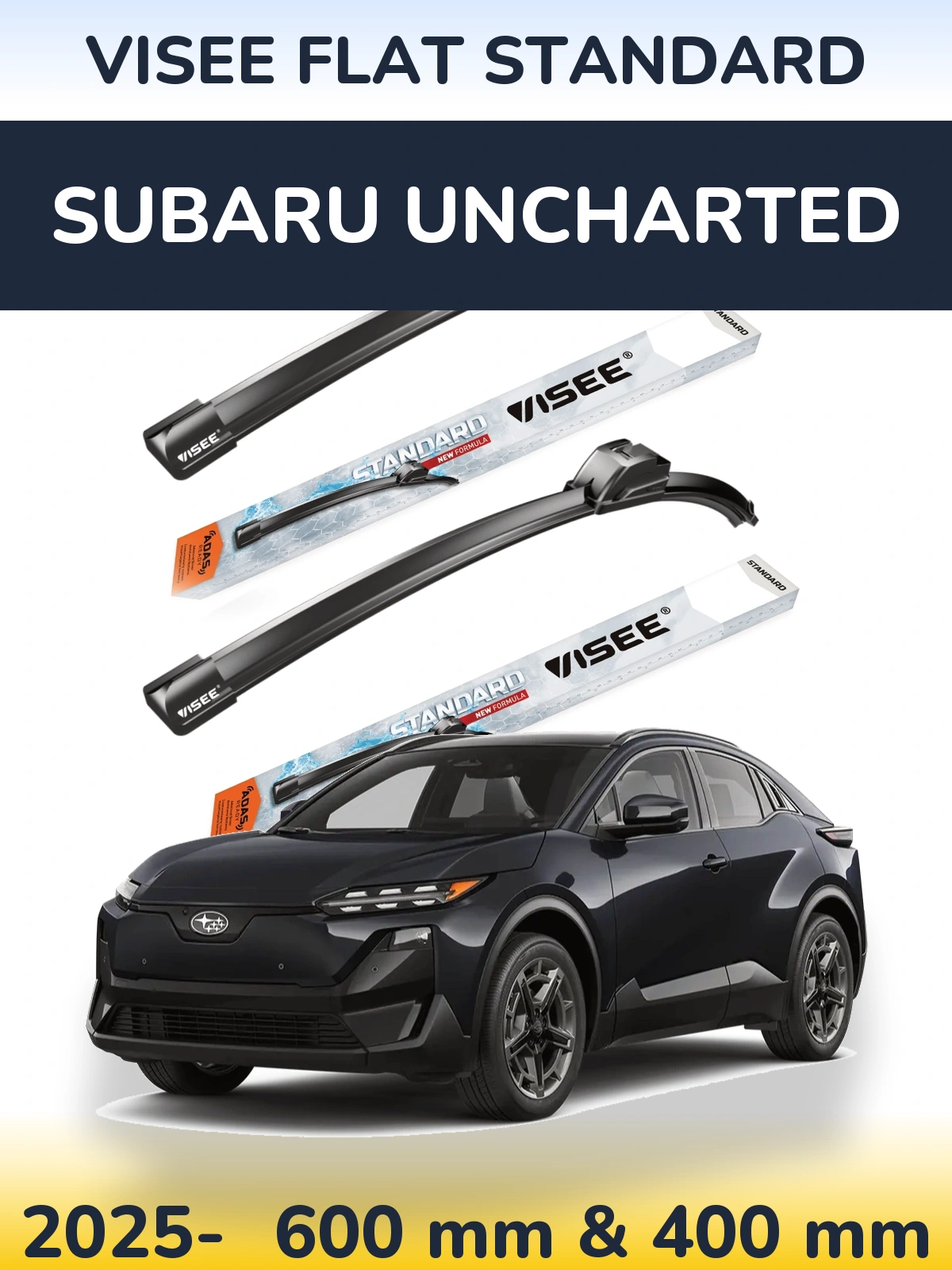 Комплект передніх щіток VISEE FLAT STANDARD 600 & 400 мм для Subaru Uncharted 2025-2026