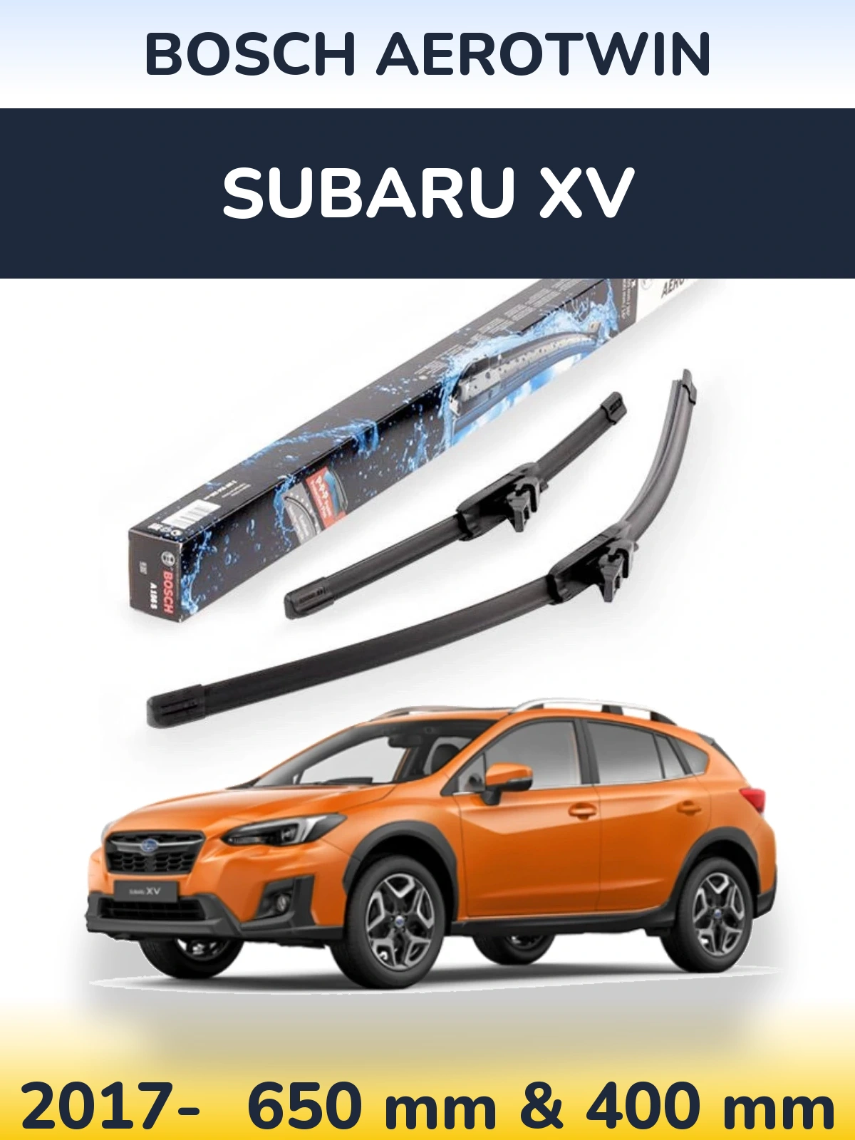 Комплект передних дворников BOSCH AeroTwin 650 & 400 мм для Subaru XV 2017-2026