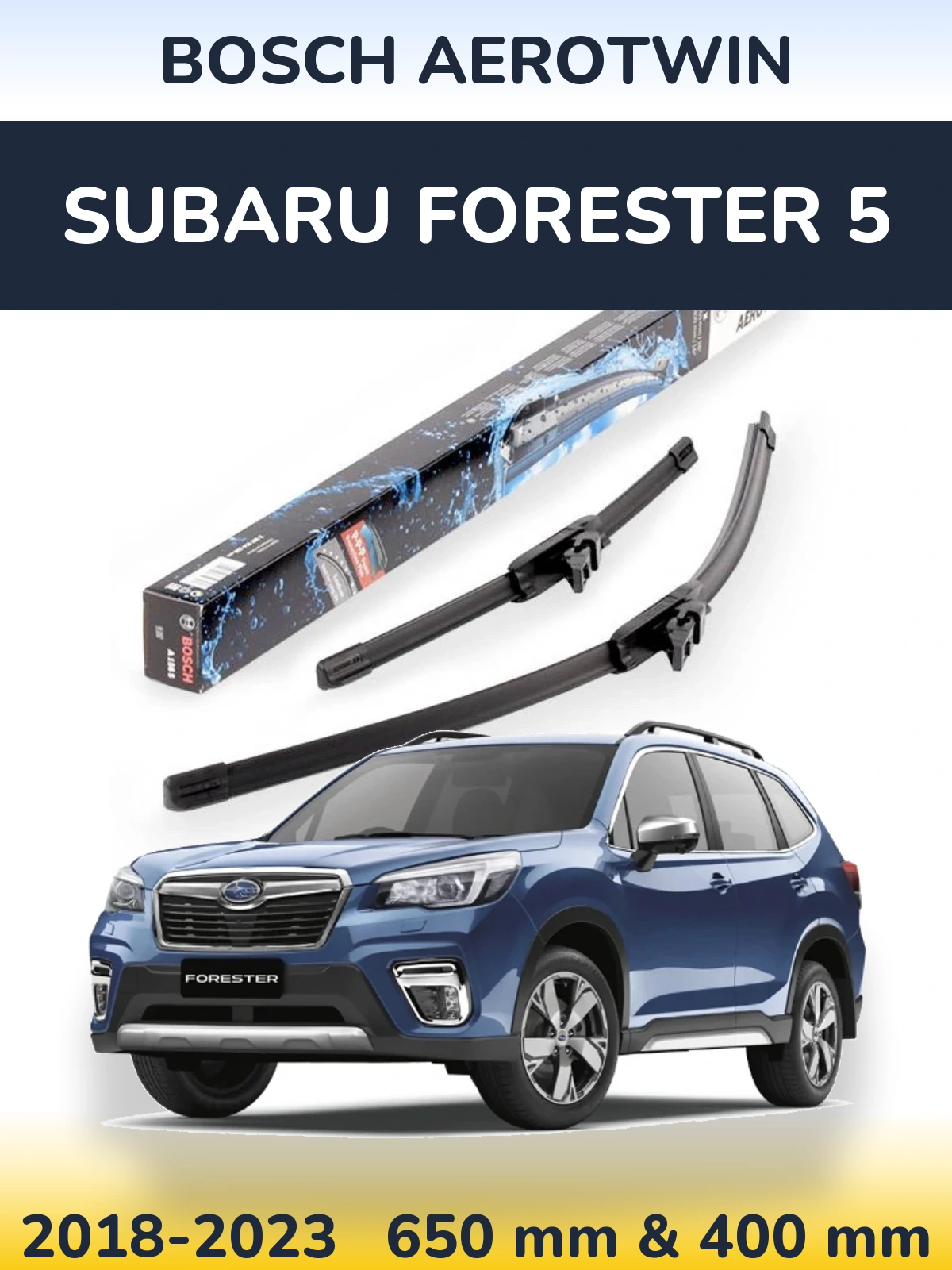 Комплект передніх щіток BOSCH AeroTwin 650 & 400 мм для Subaru Forester 5 2018-2023