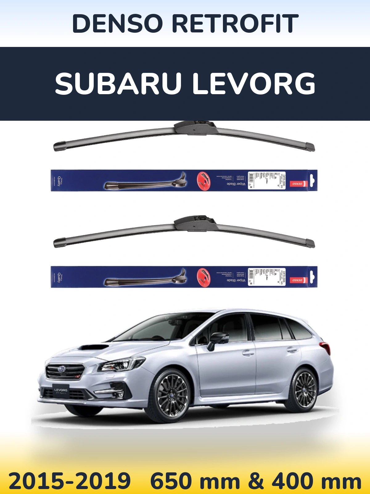 Комплект передніх щіток Denso Retrofit 650 & 400 мм для Subaru Levorg 2015-2019