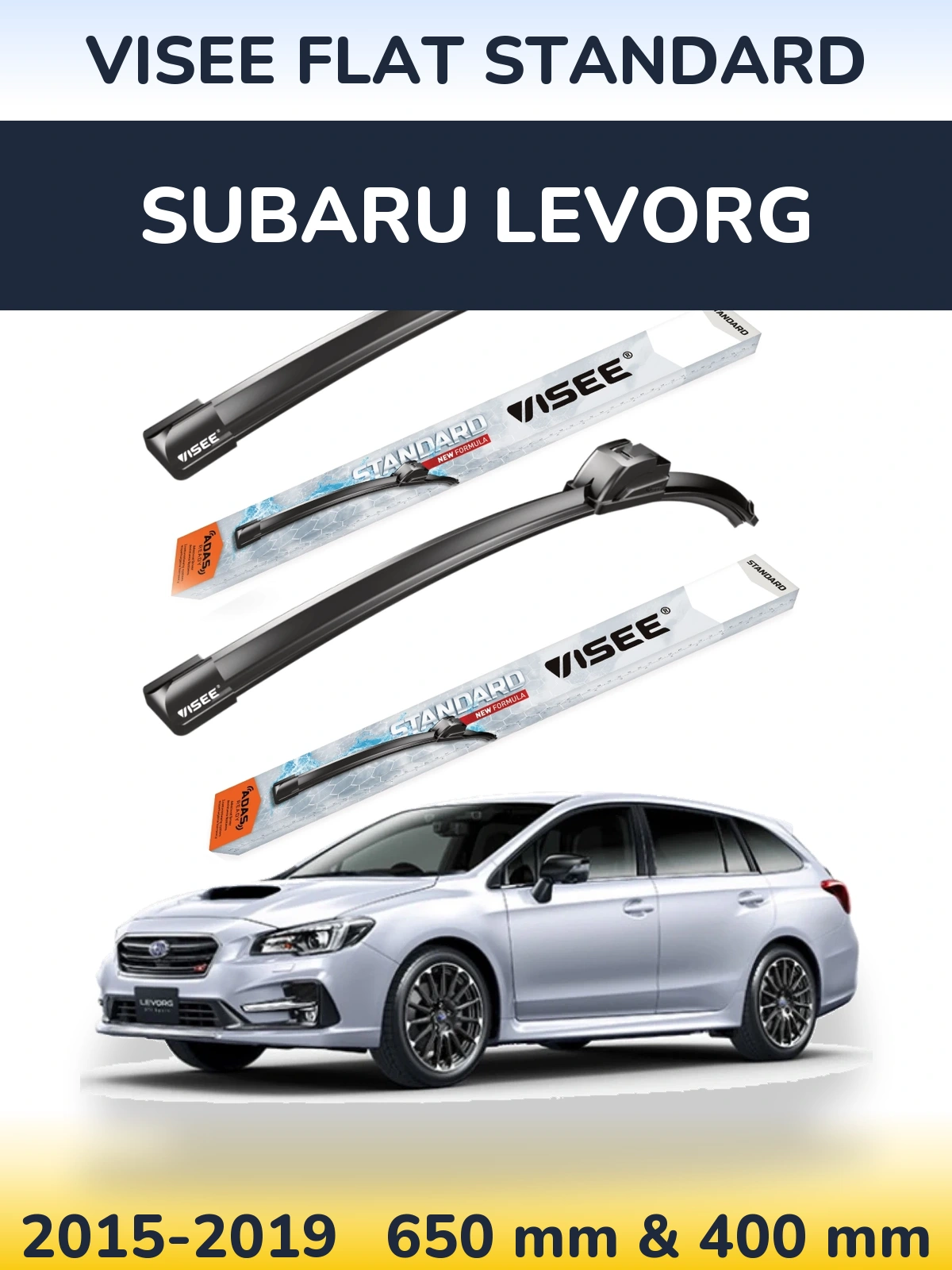 Komplet przednich wycieraczek VISEE FLAT STANDARD 650 & 400 mm do Subaru Levorg 2015-2019
