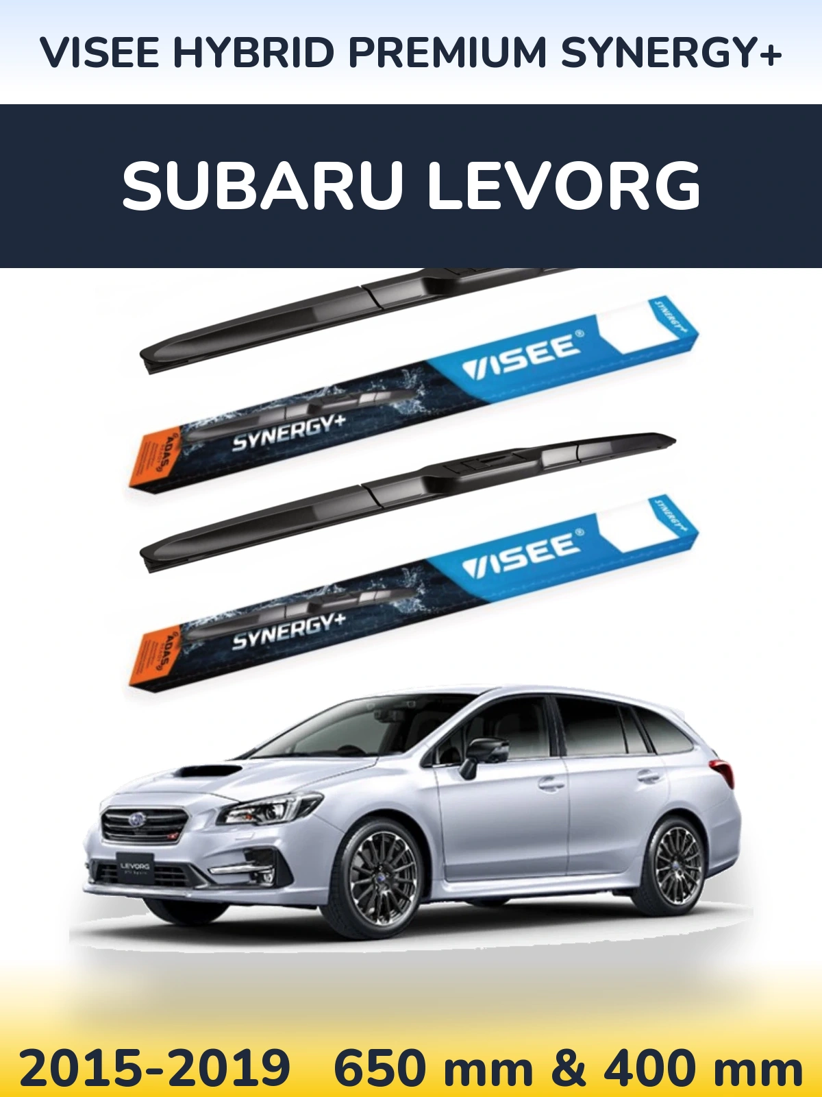 Komplet przednich wycieraczek VISEE HYBRID PREMIUM SYNERGY+ 650 & 400 mm do Subaru Levorg 2015-2019
