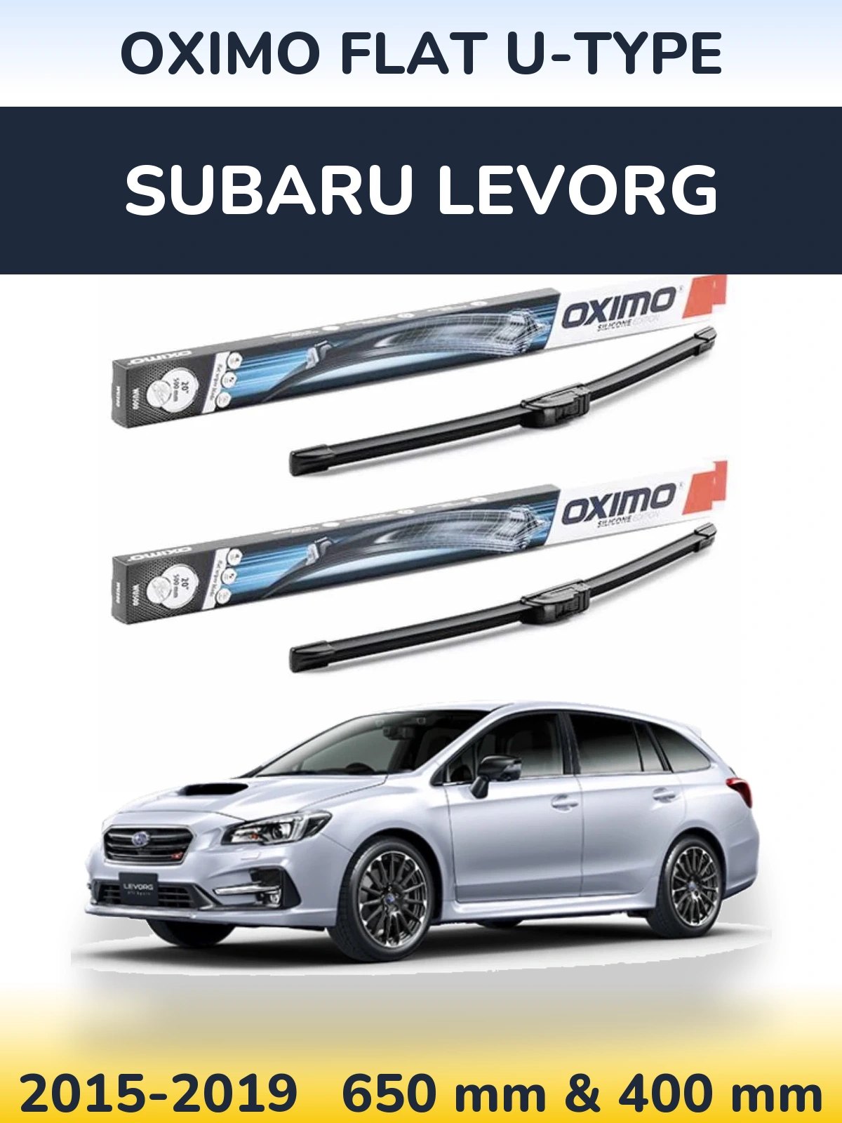 Komplet przednich wycieraczek Oximo Flat U-type 650 & 400 mm do Subaru Levorg 2015-2019