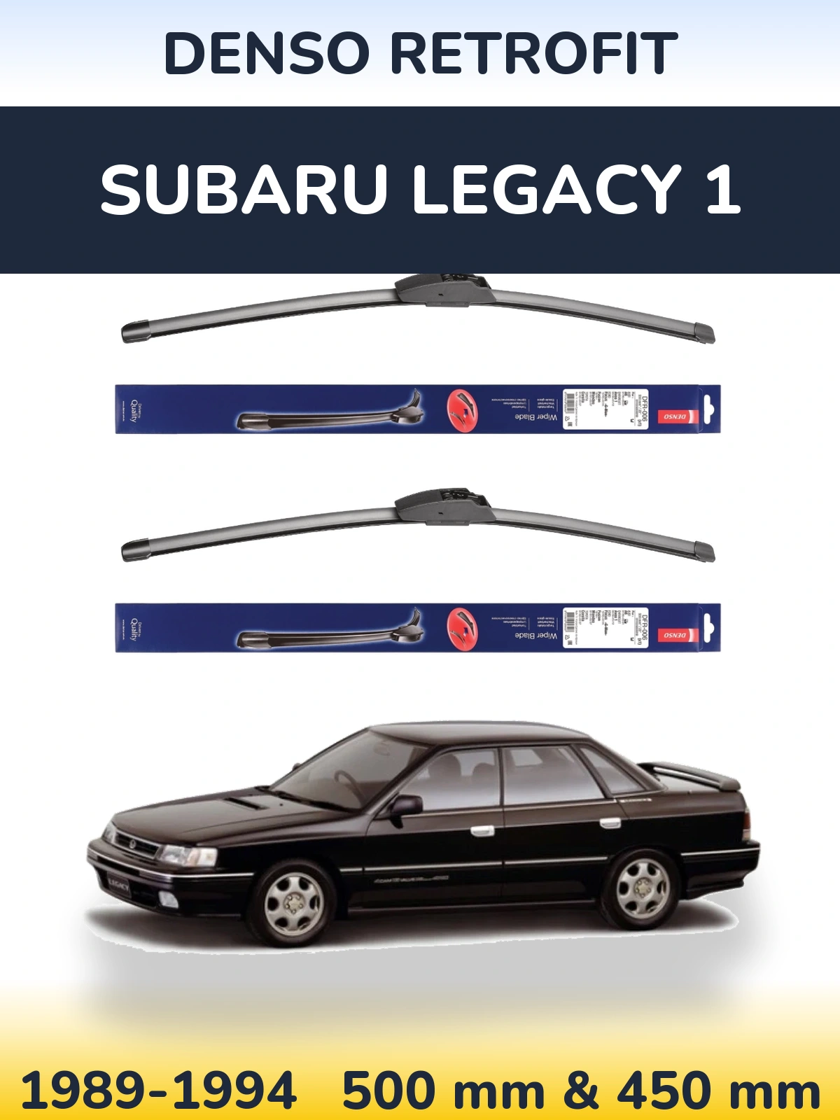 Комплект передніх щіток Denso Retrofit 500 & 450 мм для Subaru Legacy 1 1989-1994
