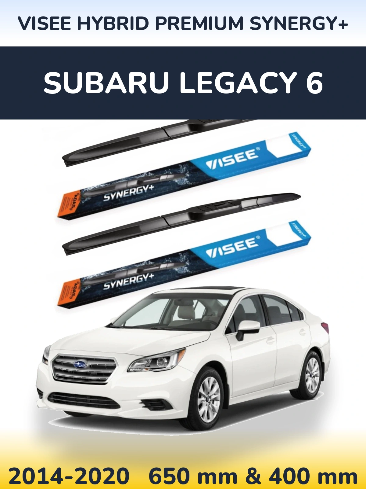 Комплект передніх щіток VISEE HYBRID PREMIUM SYNERGY+ 650 & 400 мм для Subaru Legacy 6 2014-2020