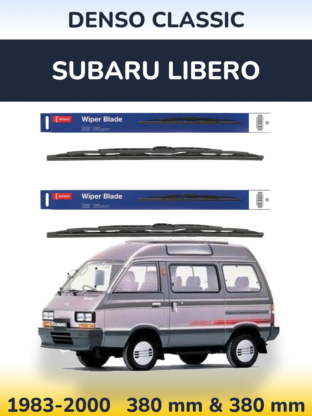 Front wiper blade set Denso Classic 380 & 380 мм for Subaru Libero 1983-2000
