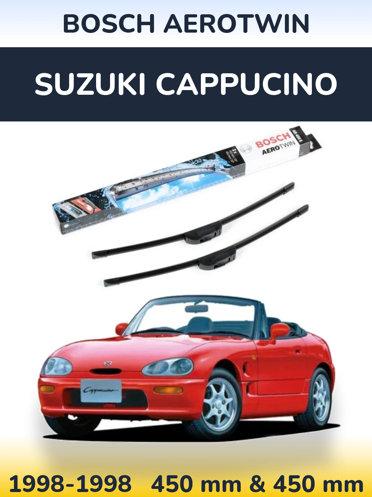 Front wiper blade set BOSCH AeroTwin 450 & 450 мм for Suzuki Cappucino 1998-1998