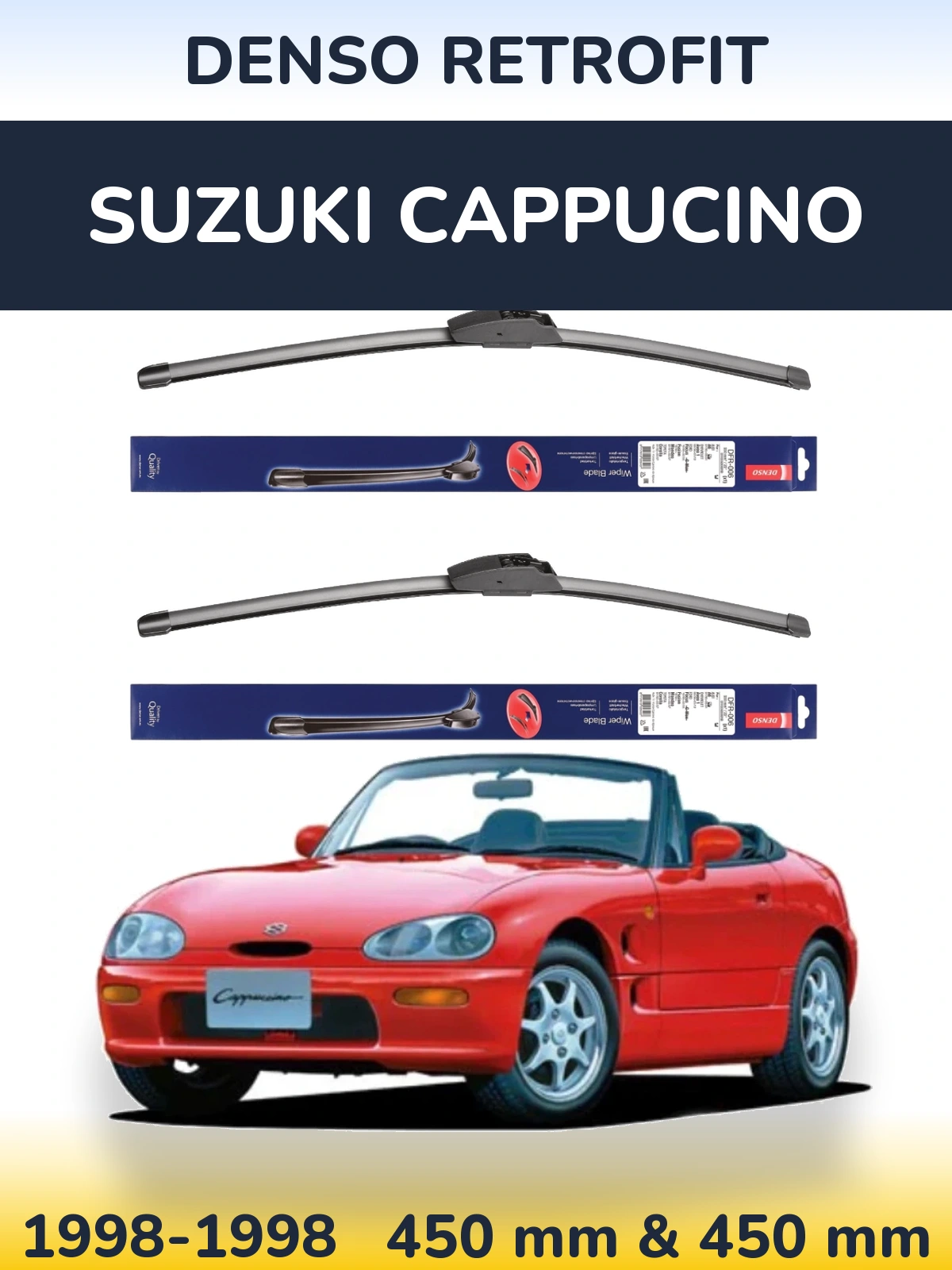 Front wiper blade set Denso Retrofit 450 & 450 мм for Suzuki Cappucino 1998-1998