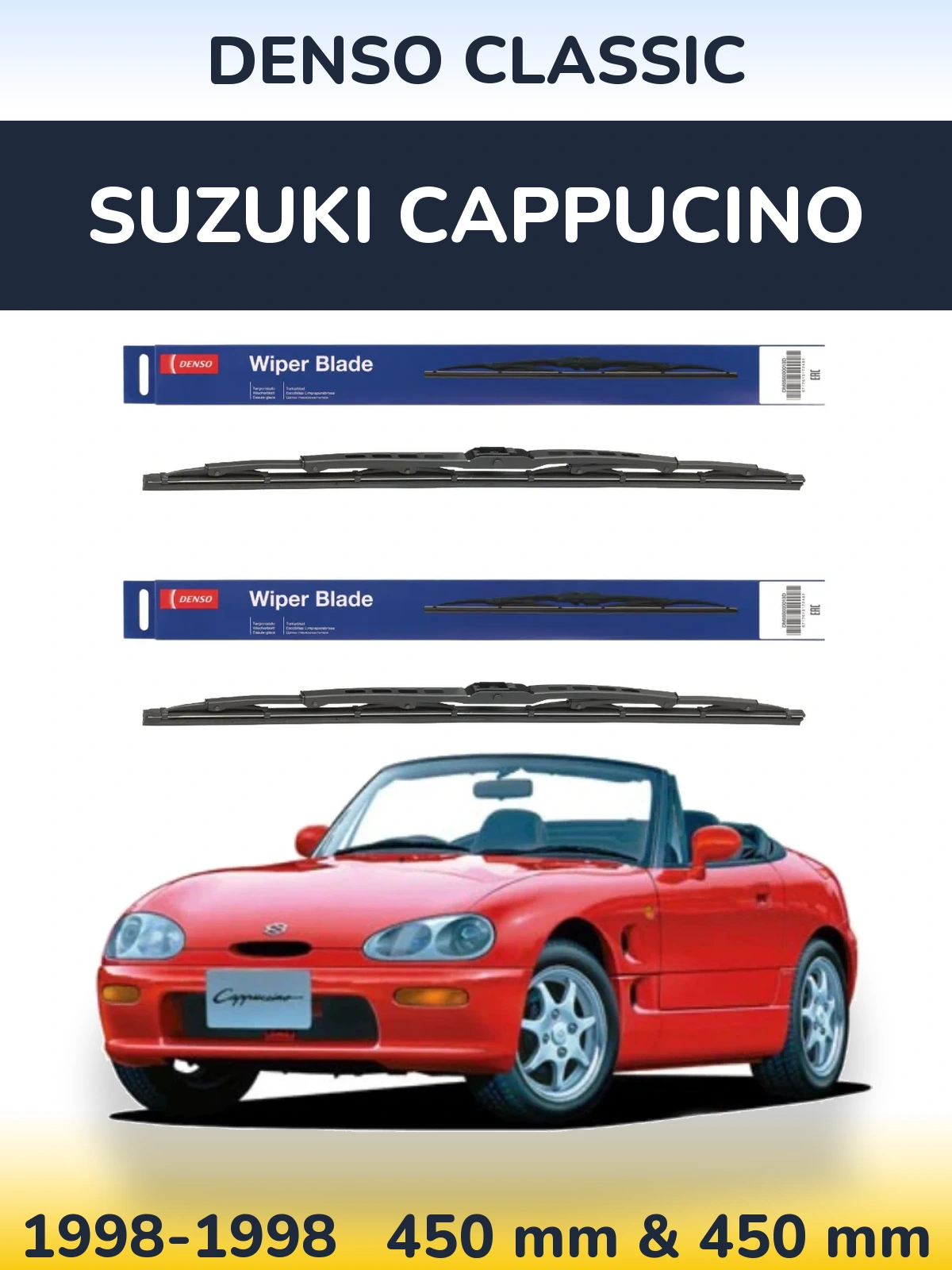 Komplet przednich wycieraczek Denso Classic 450 & 450 mm do Suzuki Cappucino 1998-1998