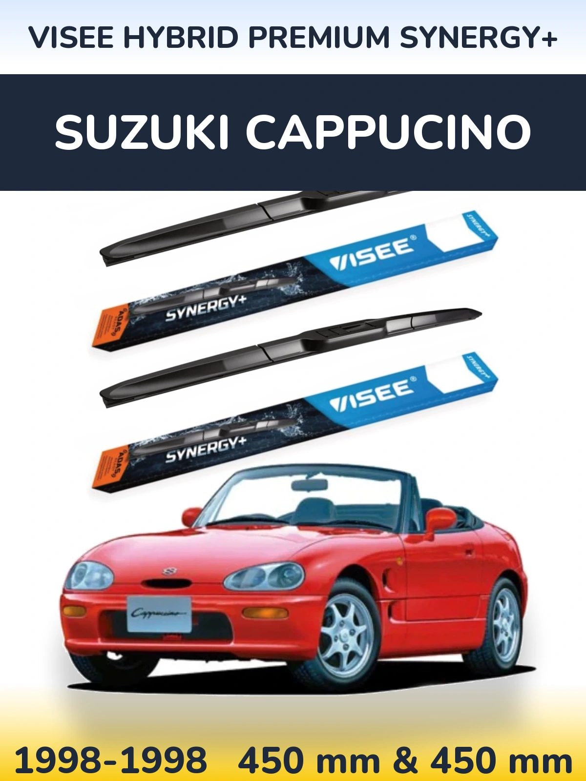 Front wiper blade set VISEE HYBRID PREMIUM SYNERGY+ 450 & 450 мм for Suzuki Cappucino 1998-1998