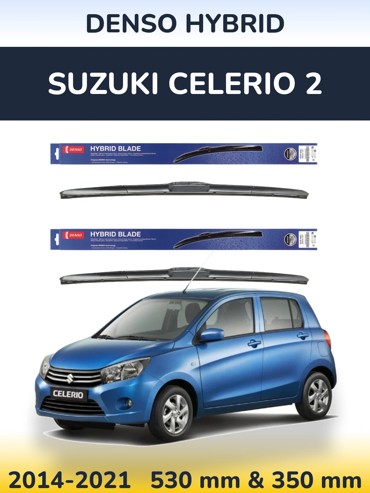 Komplet przednich wycieraczek Denso Hybrid 530 & 350 mm do Suzuki Celerio 2 2014-2021
