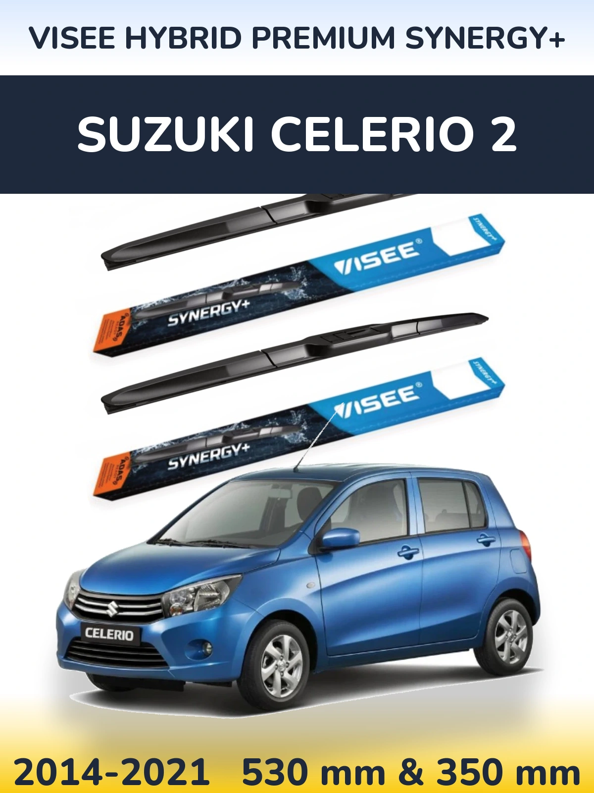 Комплект передних дворников VISEE HYBRID PREMIUM SYNERGY+ 530 & 350 мм для Suzuki Celerio 2 2014-2021