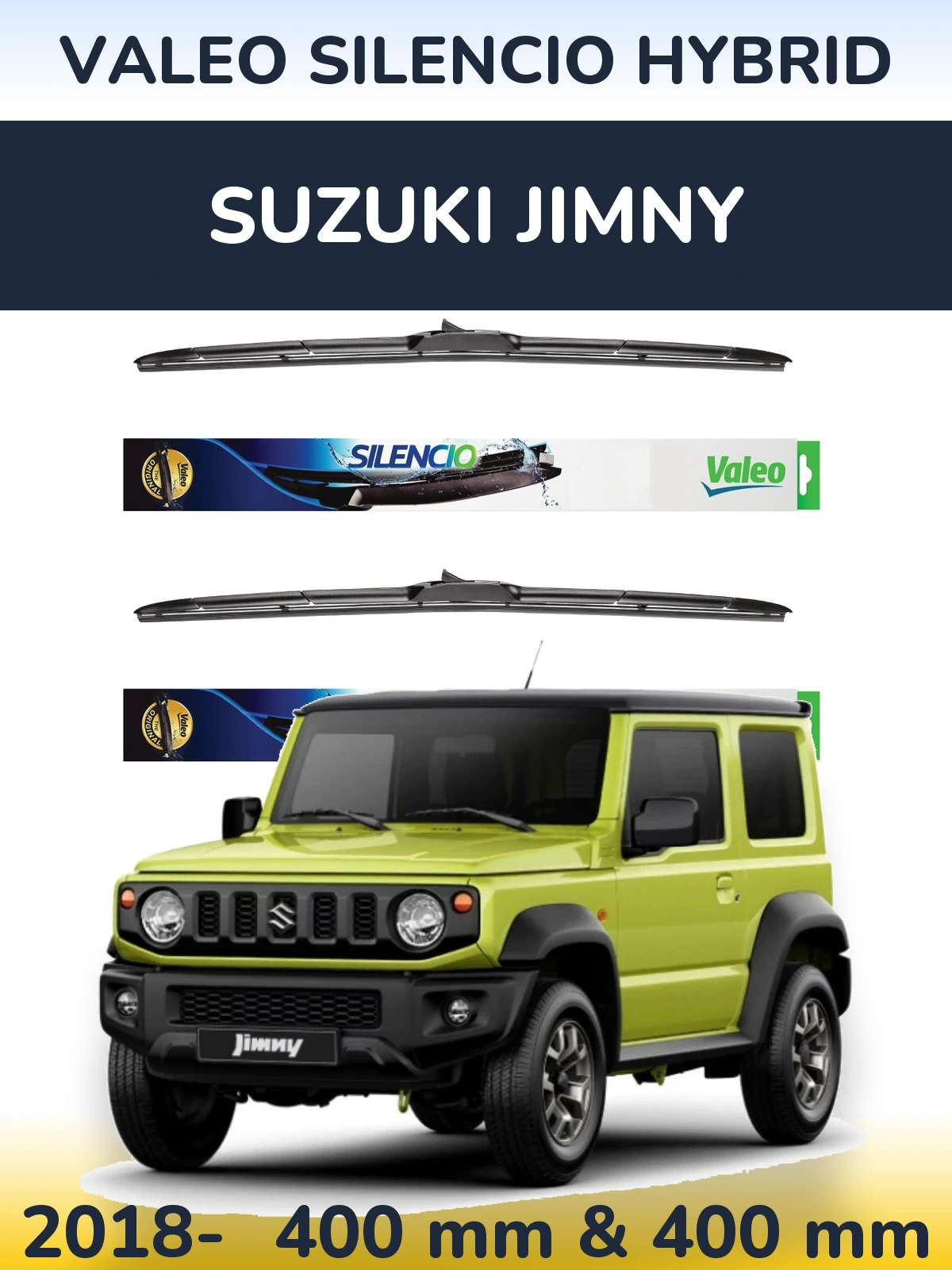 Front wiper blade set Valeo Silencio Hybrid 400 & 400 мм for Suzuki Jimny 2018-2026