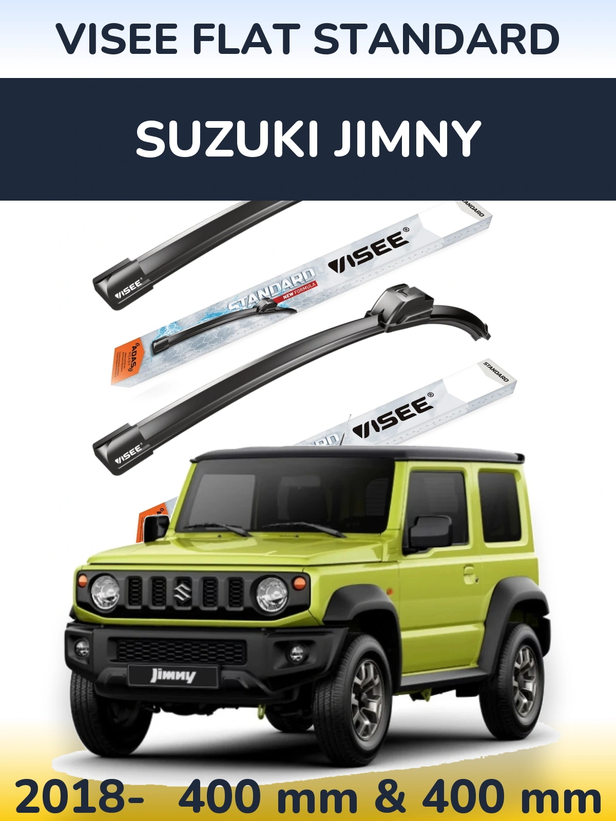Комплект передніх щіток VISEE FLAT STANDARD 400 & 400 мм для Suzuki Jimny 2018-2026