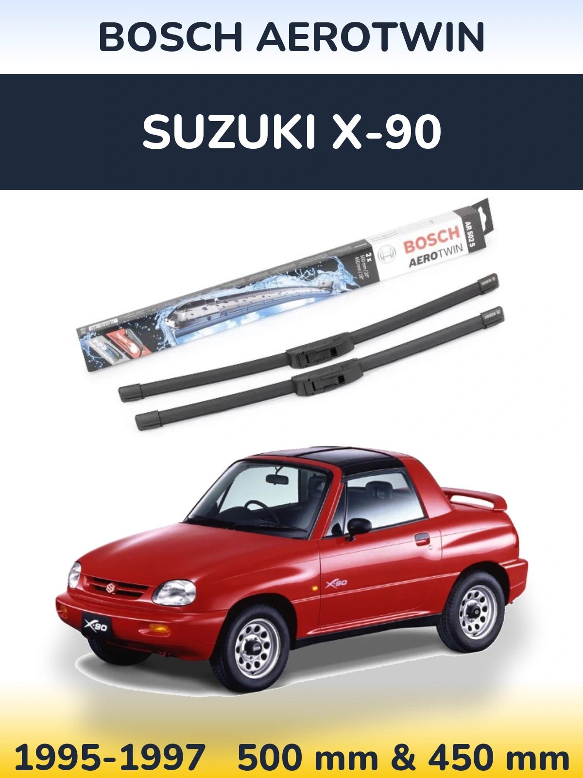 Front wiper blade set BOSCH AeroTwin 500 & 450 мм for Suzuki X-90 1995-1997