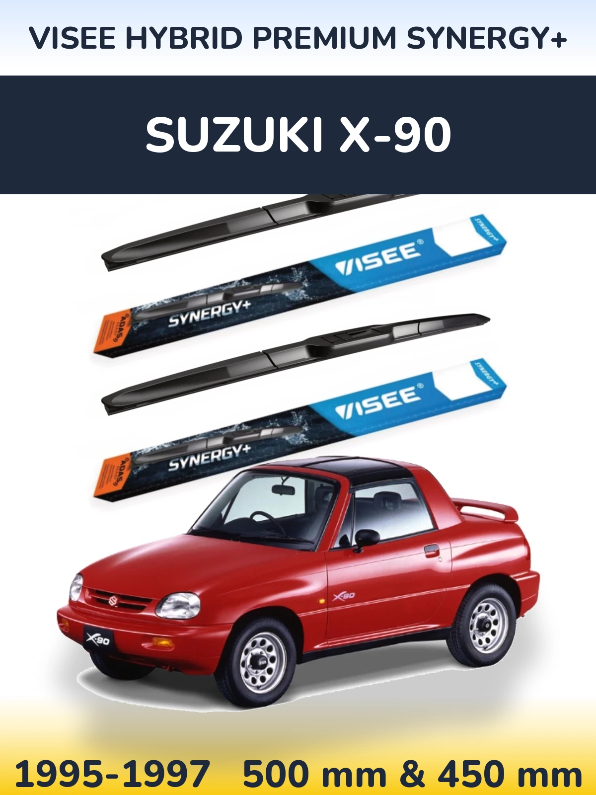 Комплект передних дворников VISEE HYBRID PREMIUM SYNERGY+ 500 & 450 мм для Suzuki X-90 1995-1997