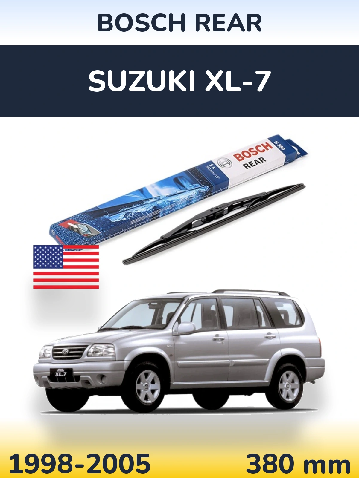 Задня щітка BOSCH Rear 380 мм для Suzuki XL-7 1998-2005
