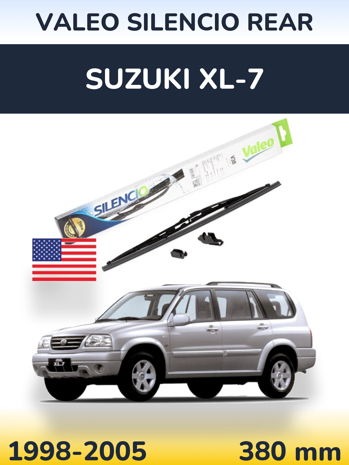Задня щітка Valeo Silencio Rear 380 мм для Suzuki XL-7 1998-2005