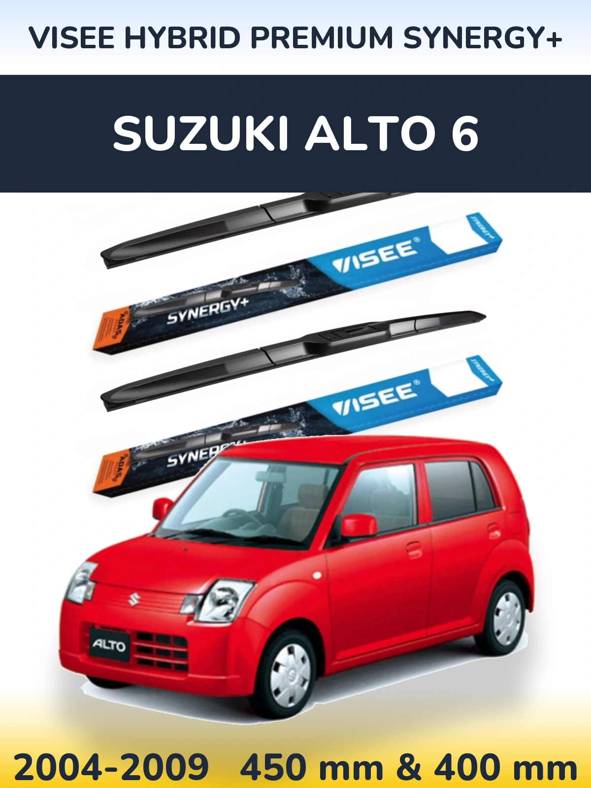Комплект передних дворников VISEE HYBRID PREMIUM SYNERGY+ 450 & 400 мм для Suzuki Alto 6 2004-2009