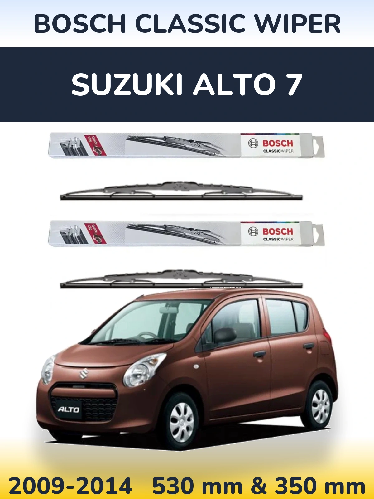 Front wiper blade set BOSCH Classic Wiper 530 & 340 мм for Suzuki Alto 7 2009-2014