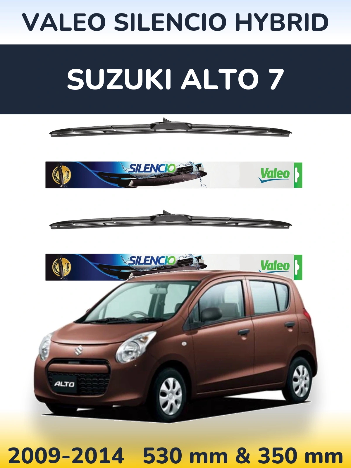Front wiper blade set Valeo Silencio Hybrid 530 & 350 мм for Suzuki Alto 7 2009-2014