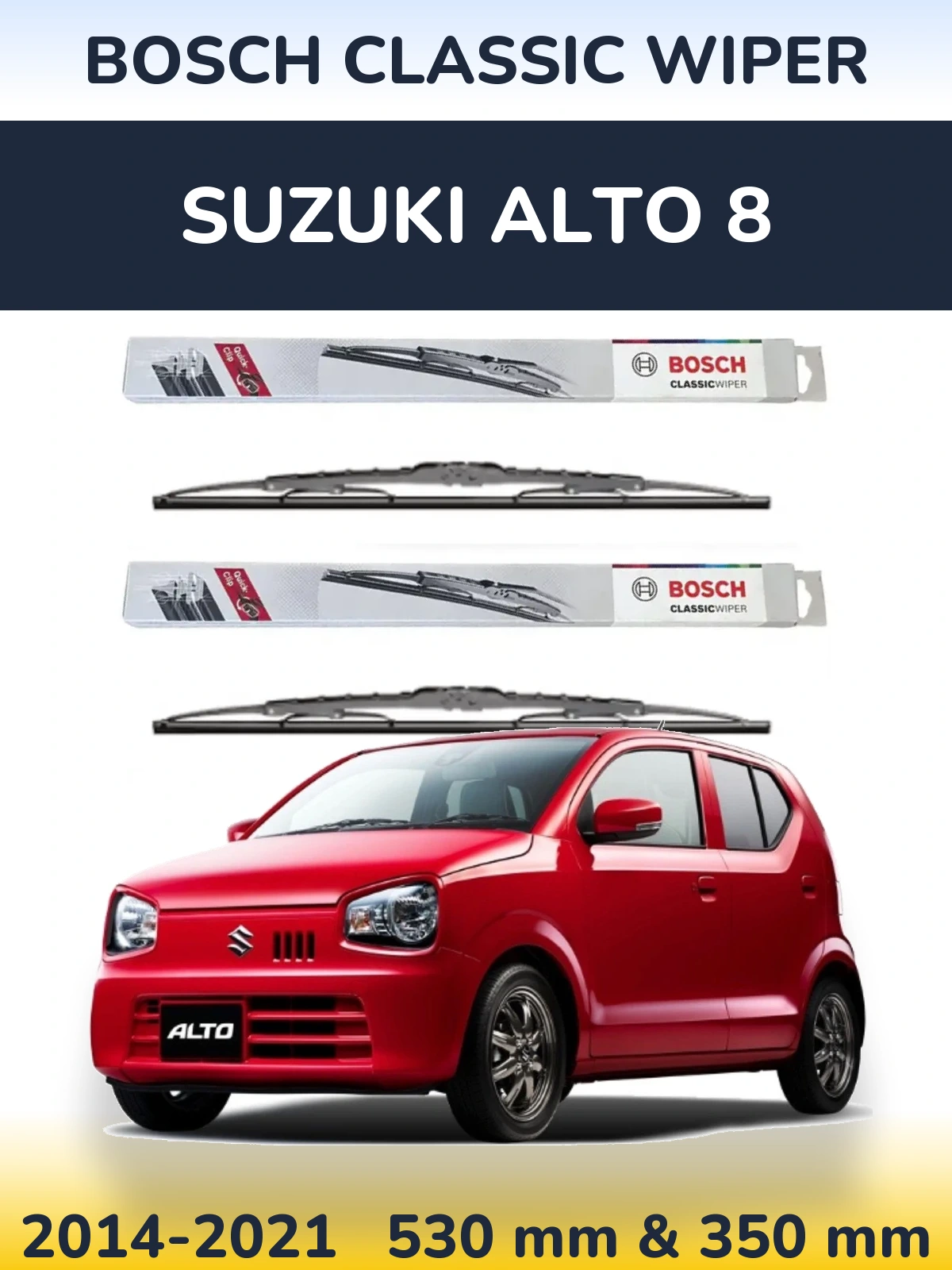 Komplet przednich wycieraczek BOSCH Classic Wiper 530 & 340 mm do Suzuki Alto 8 2014-2021