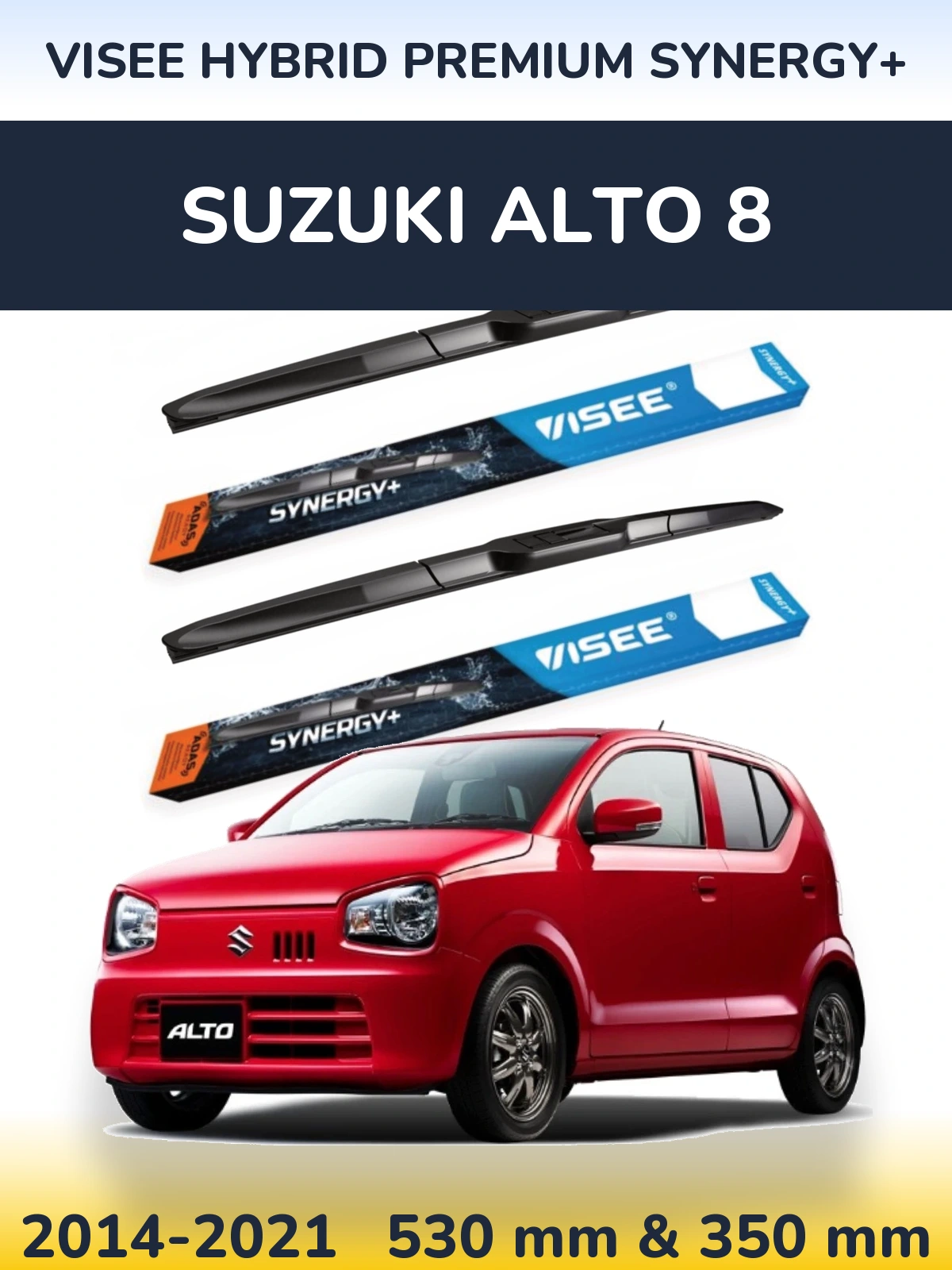 Комплект передних дворников VISEE HYBRID PREMIUM SYNERGY+ 530 & 350 мм для Suzuki Alto 8 2014-2021