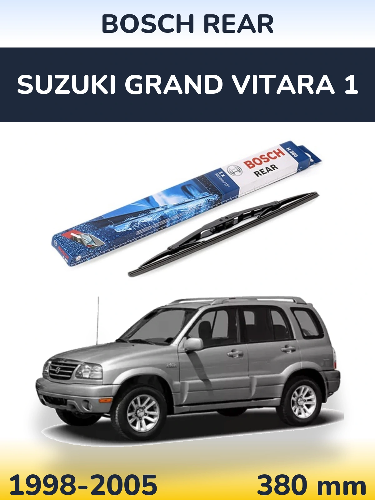 Rear wiper blade BOSCH Rear 380 mm for Suzuki Grand Vitara 1 1998-2005