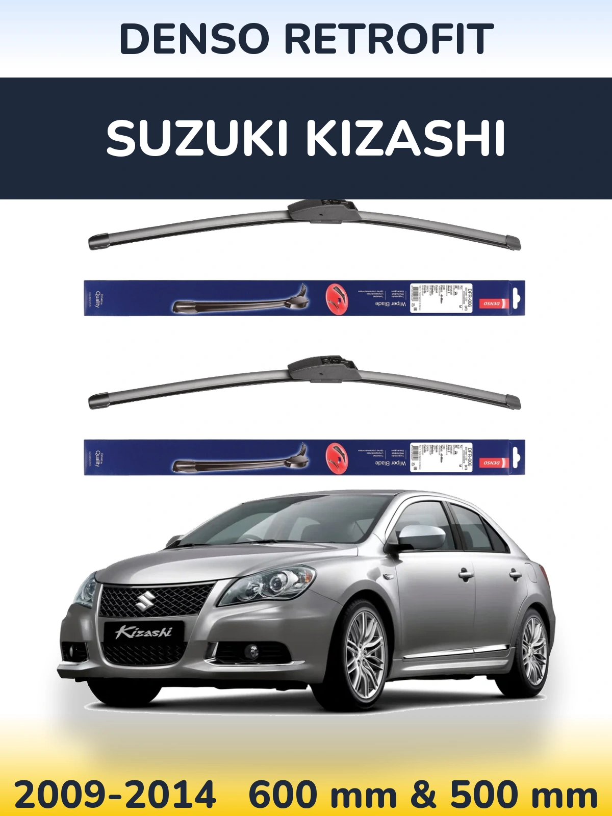 Комплект передніх щіток Denso Retrofit 600 & 500 мм для Suzuki Kizashi 2009-2014