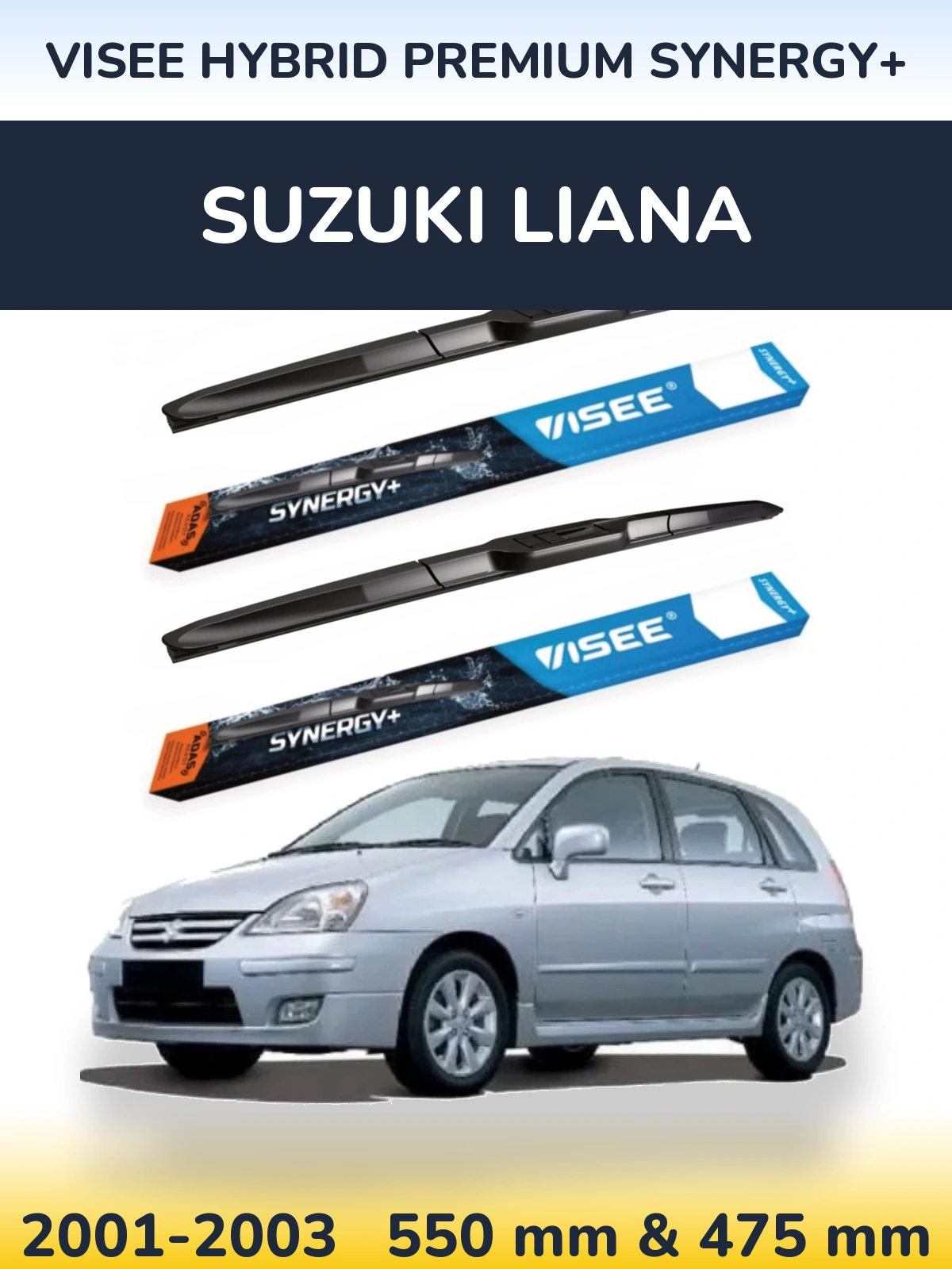 Комплект передніх щіток VISEE HYBRID PREMIUM SYNERGY+ 550 & 475 мм для Suzuki Liana 2001-2003