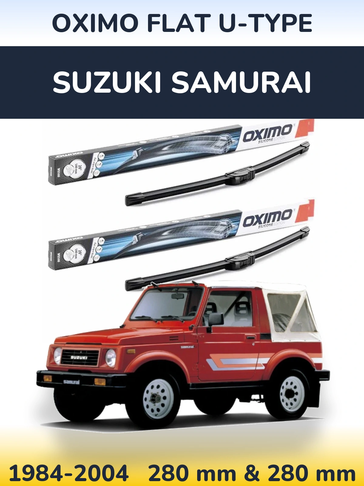 Front wiper blade set Oximo Flat U-type 300 & 300 mm for Suzuki Samurai 1984-2004