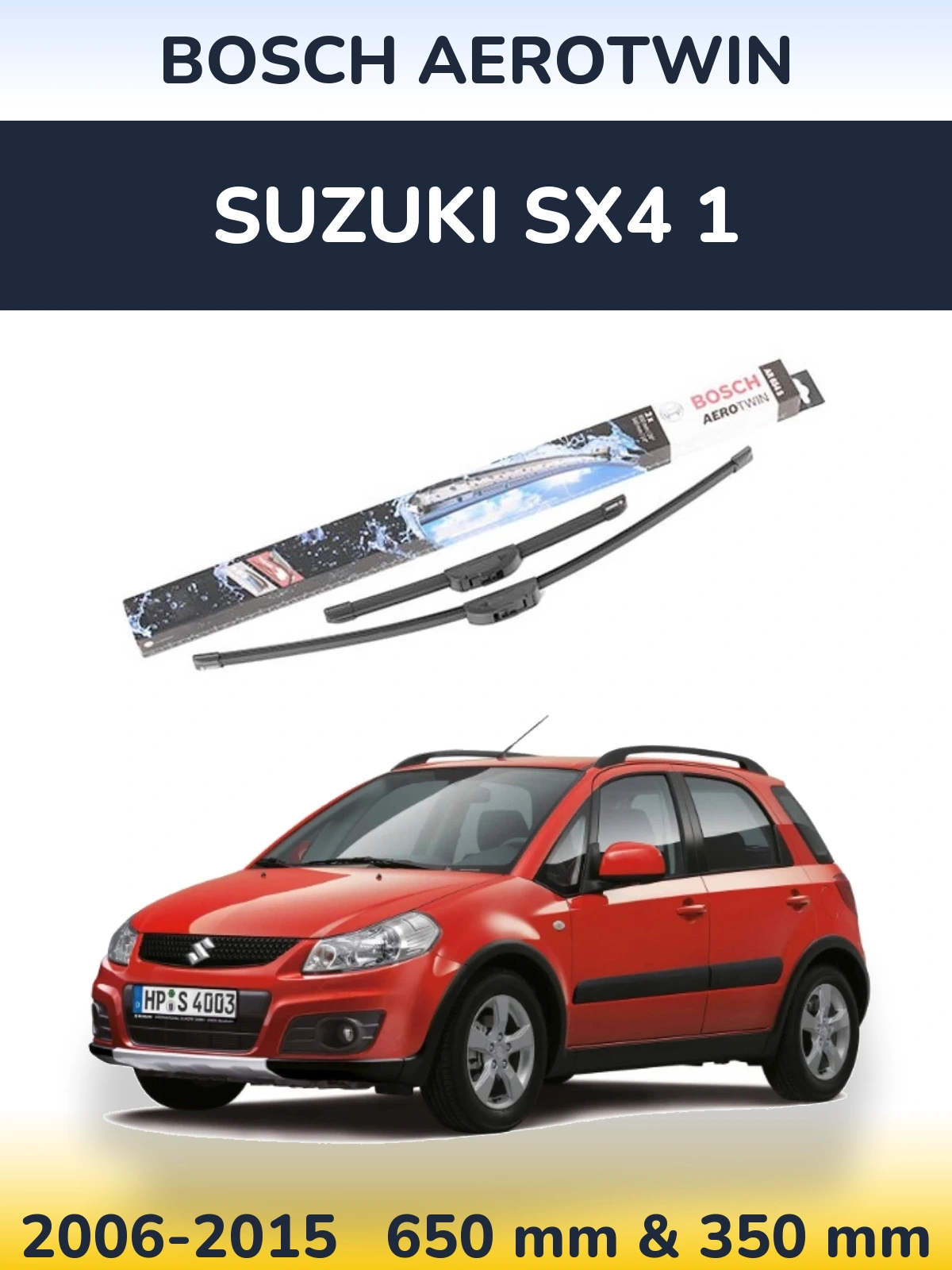 Комплект передніх щіток BOSCH AeroTwin 650 & 350 мм для Suzuki SX4 1 2006-2015