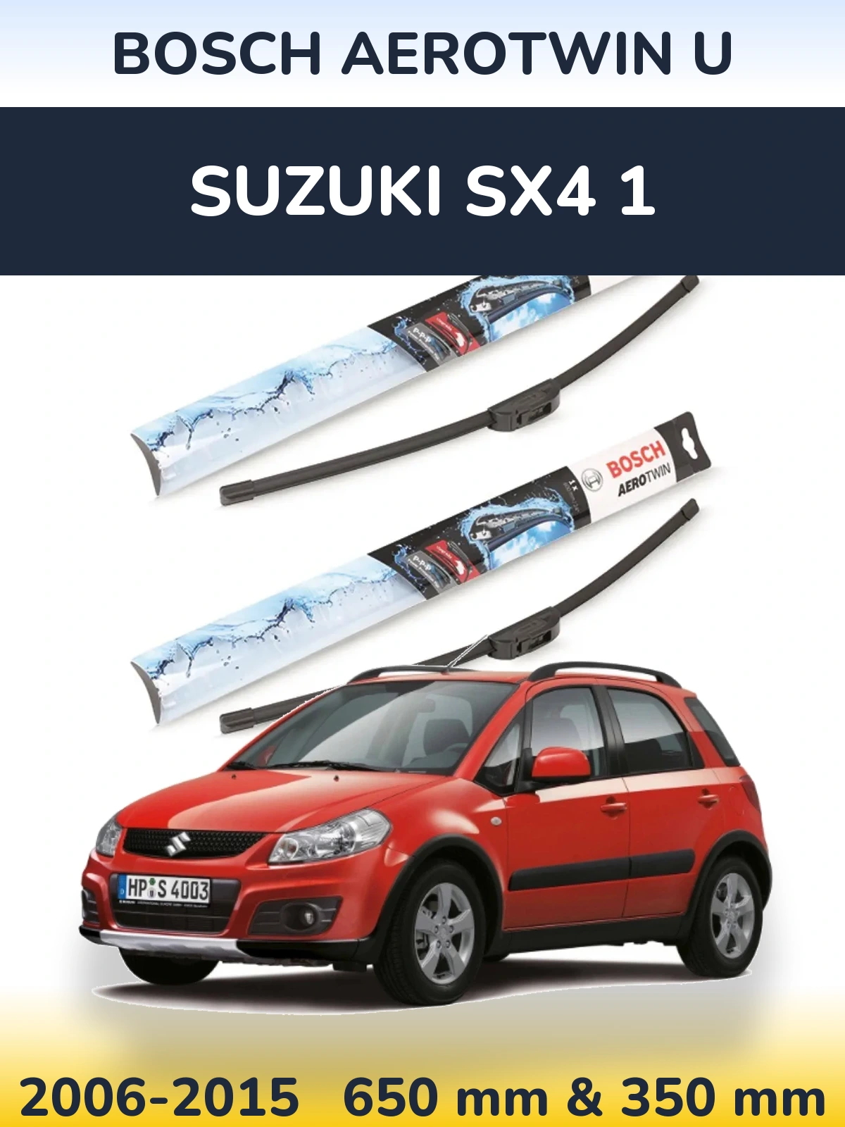 Комплект передніх щіток BOSCH AeroTwin U 650 & 350 мм для Suzuki SX4 1 2006-2015