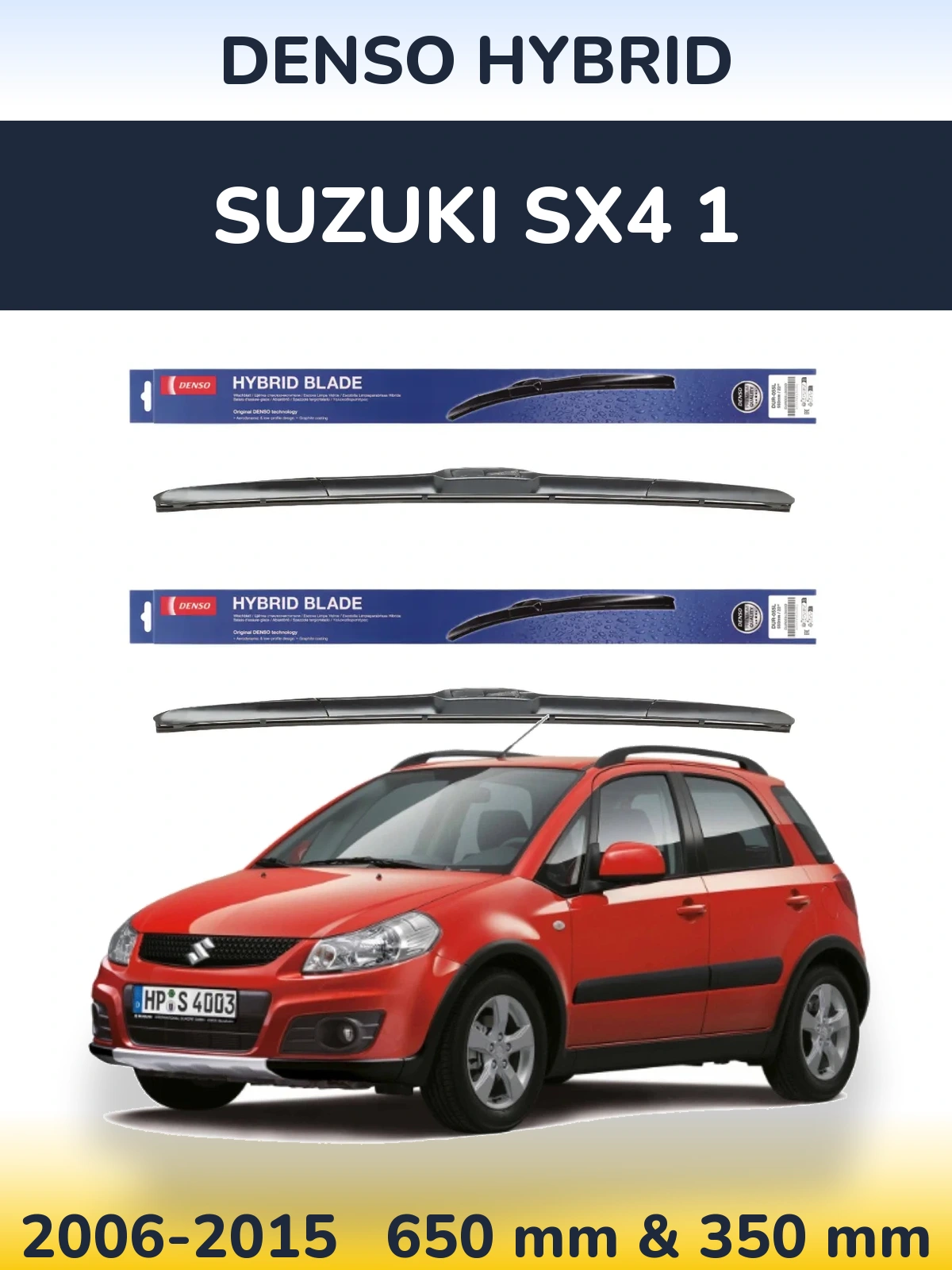 Комплект передніх щіток Denso Hybrid 650 & 350 мм для Suzuki SX4 1 2006-2015