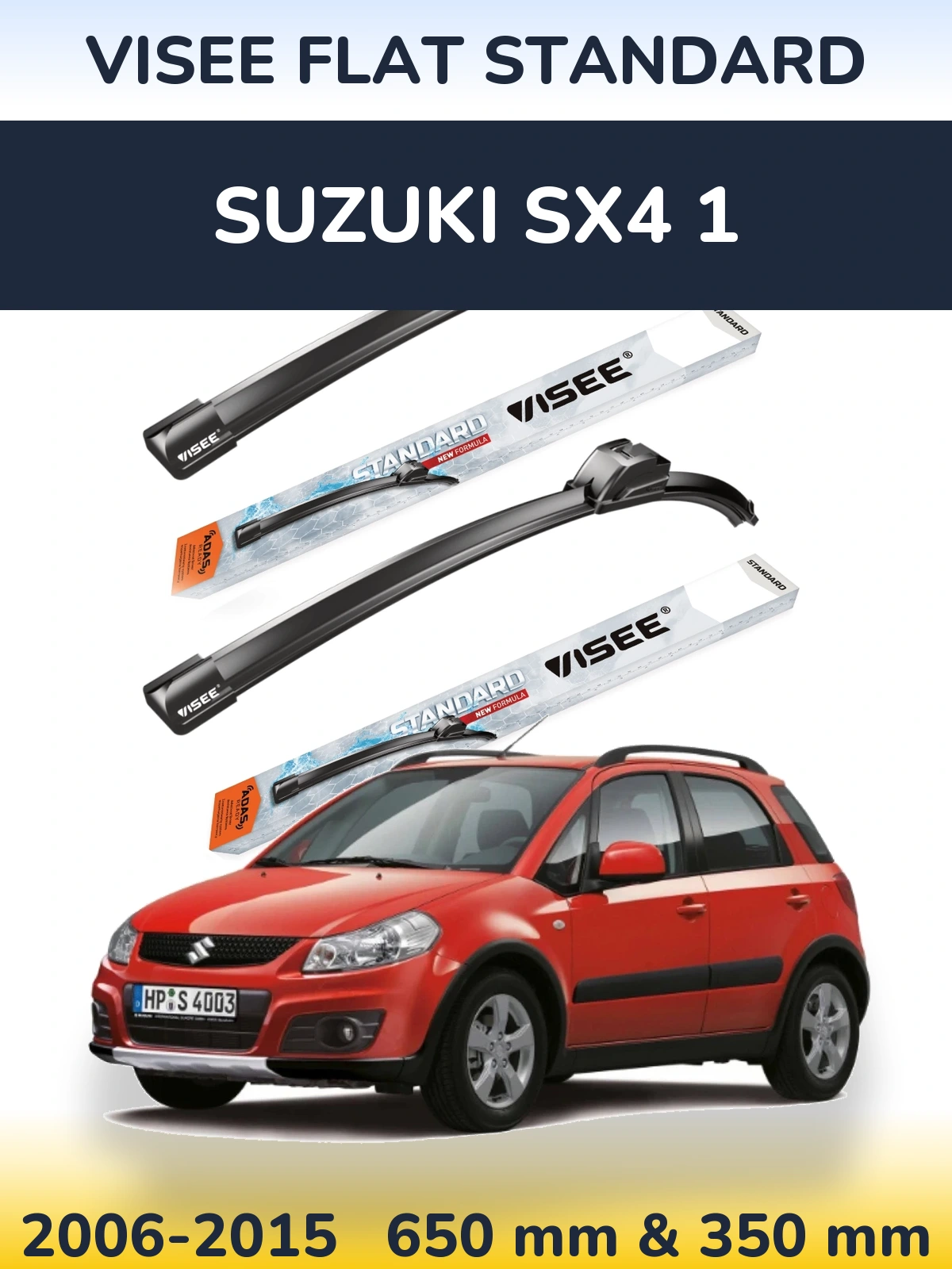 Front wiper blade set VISEE FLAT STANDARD 650 & 350 мм for Suzuki SX4 1 2006-2015