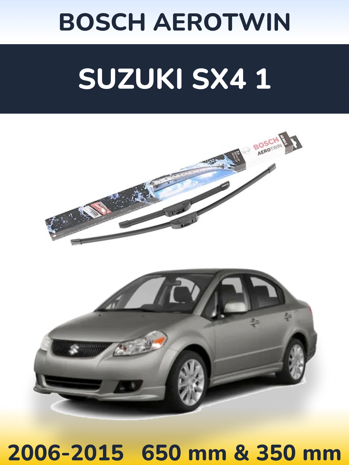Front wiper blade set BOSCH AeroTwin 650 & 350 мм for Suzuki SX4 1 2006-2015