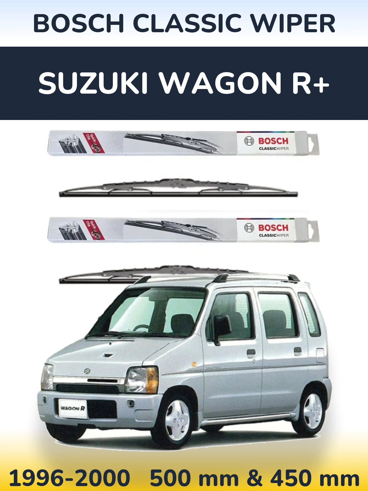 Комплект передних дворников BOSCH Classic Wiper 500 & 450 мм для Suzuki Wagon R+ 1996-2000