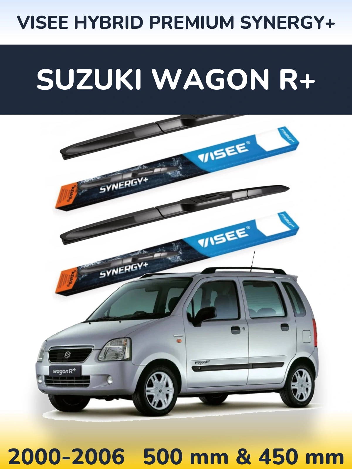Комплект передних дворников VISEE HYBRID PREMIUM SYNERGY+ 500 & 450 мм для Suzuki Wagon R+ 2000-2006