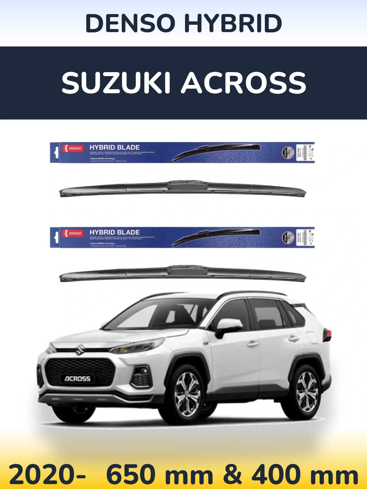 Komplet przednich wycieraczek Denso Hybrid 650 & 400 mm do Suzuki Across 2020-2026