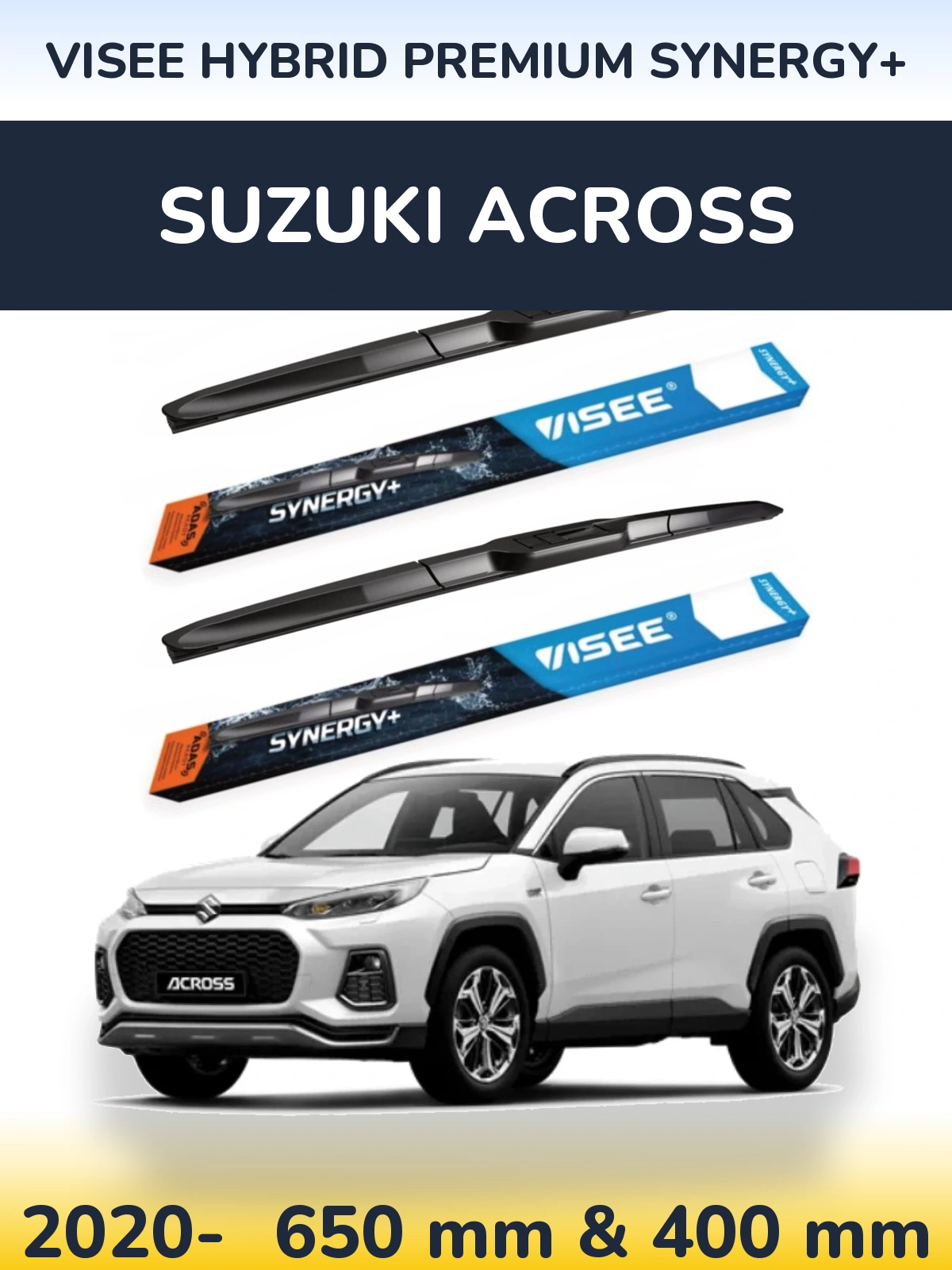Комплект передніх щіток VISEE HYBRID PREMIUM SYNERGY+ 650 & 400 мм для Suzuki Across 2020-2026