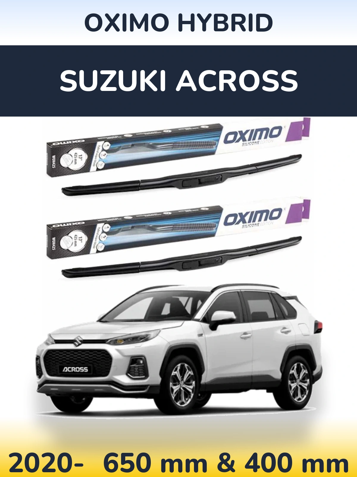 Комплект передніх щіток Oximo Hybrid 650 & 400 мм для Suzuki Across 2020-2026