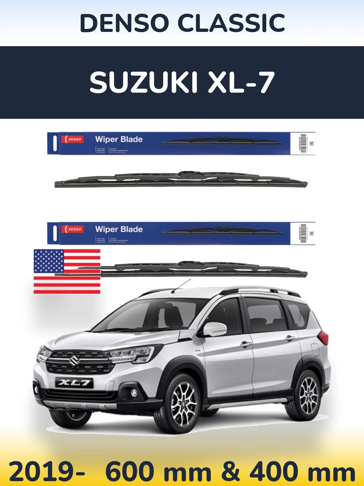 Front wiper blade set Denso Classic 600 & 400 мм for Suzuki XL-7 2019-2026