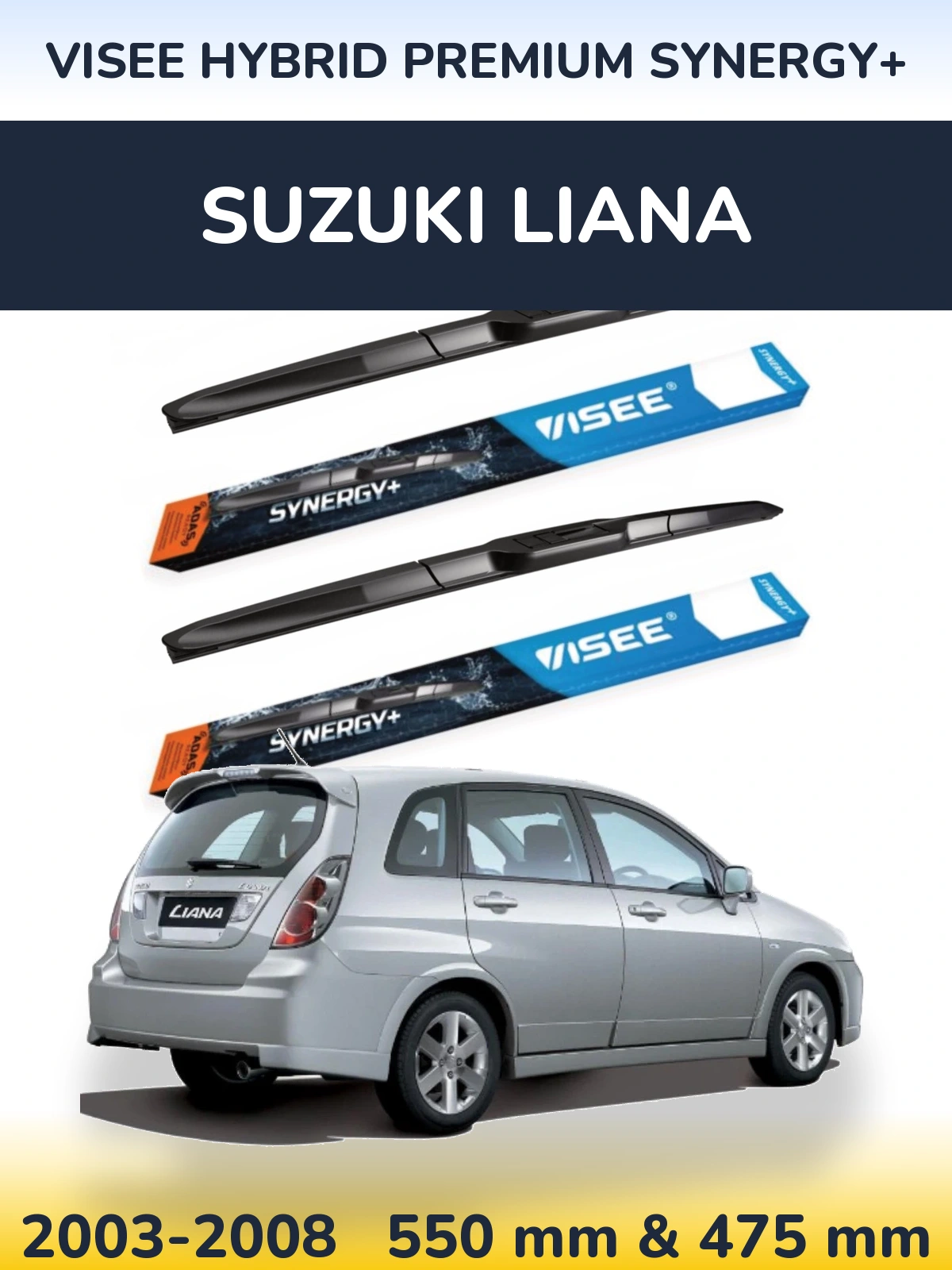 Front wiper blade set VISEE HYBRID PREMIUM SYNERGY+ 550 & 475 мм for Suzuki Liana 2003-2008