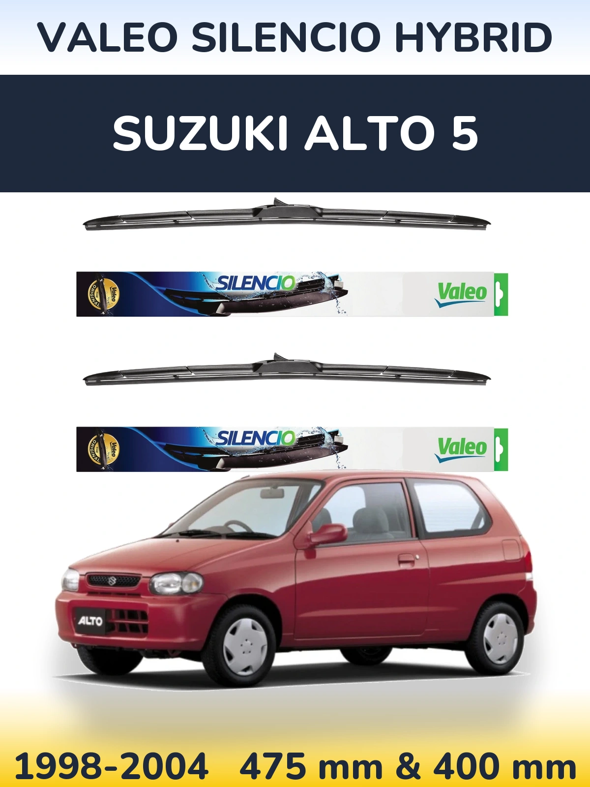 Комплект передних дворников Valeo Silencio Hybrid 475 & 400 мм для Suzuki Alto 5 1998-2004