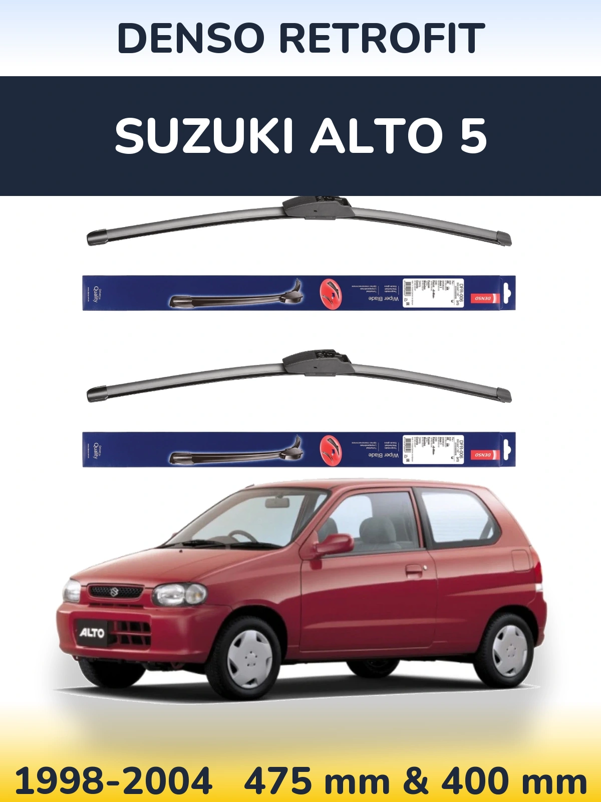 Front wiper blade set Denso Retrofit 475 & 400 мм for Suzuki Alto 5 1998-2004