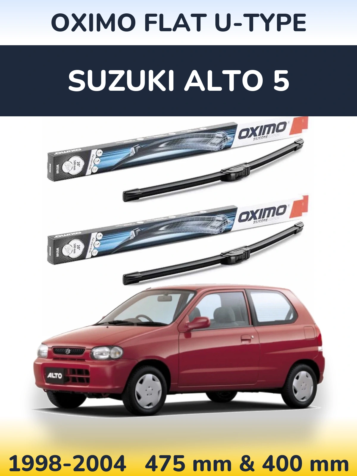 Komplet przednich wycieraczek Oximo Flat U-type 475 & 400 mm do Suzuki Alto 5 1998-2004