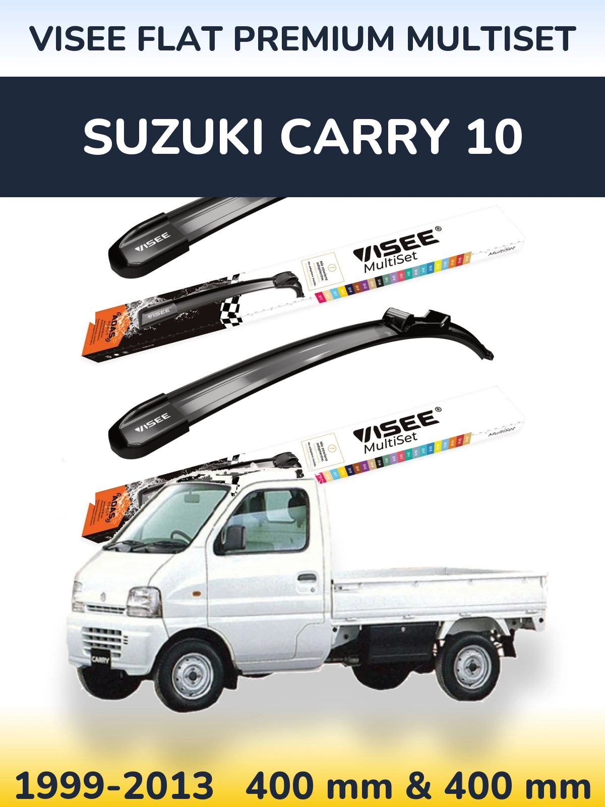 Front wiper blade set VISEE FLAT PREMIUM MultiSet 400 & 400 мм for Suzuki Carry 10 1999-2013